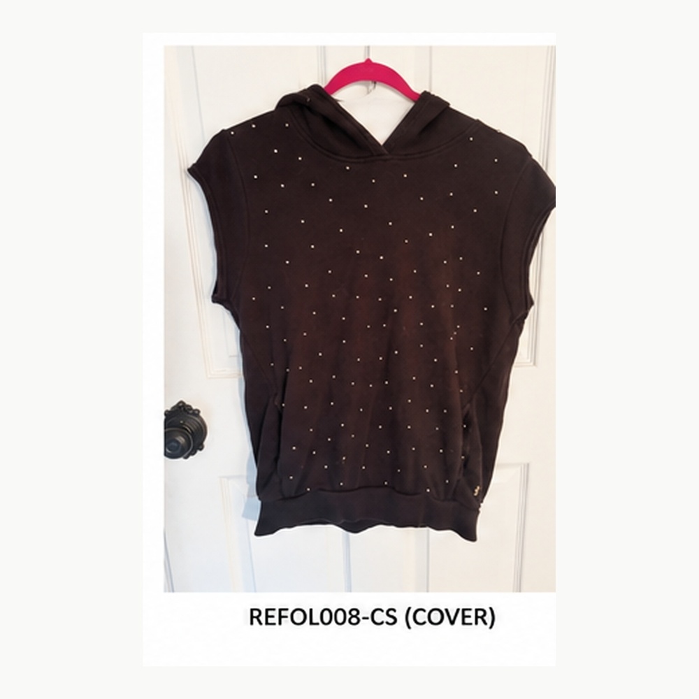 Juicy Couture Rhinestone Sleeveless Hooded Sweatshirt Top L